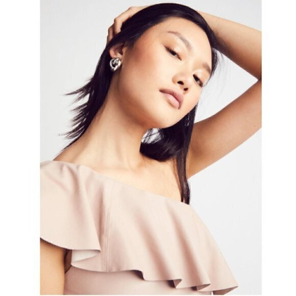 Free People Leather Dress XS Natalie Genuine One Shoulder Natural Cocktail Event - Picture 6 of 11